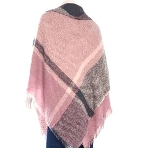 150: NWT OSFM Elegant Pink and Grey Plaid Cape